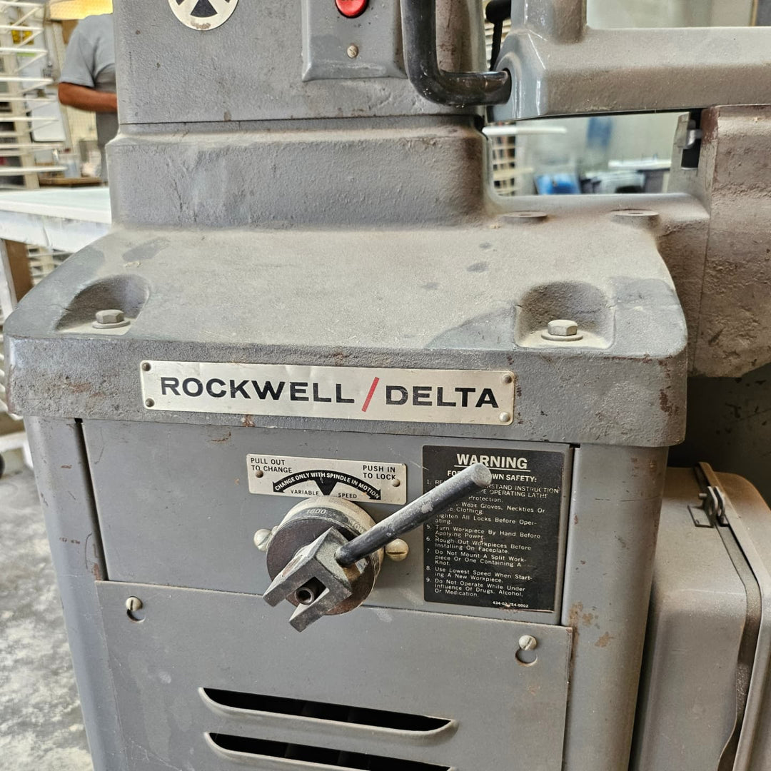 Rockwell-Delta 46-614 wood lathe, 3 phase. Runs well and ready for pick up in South Carolina.